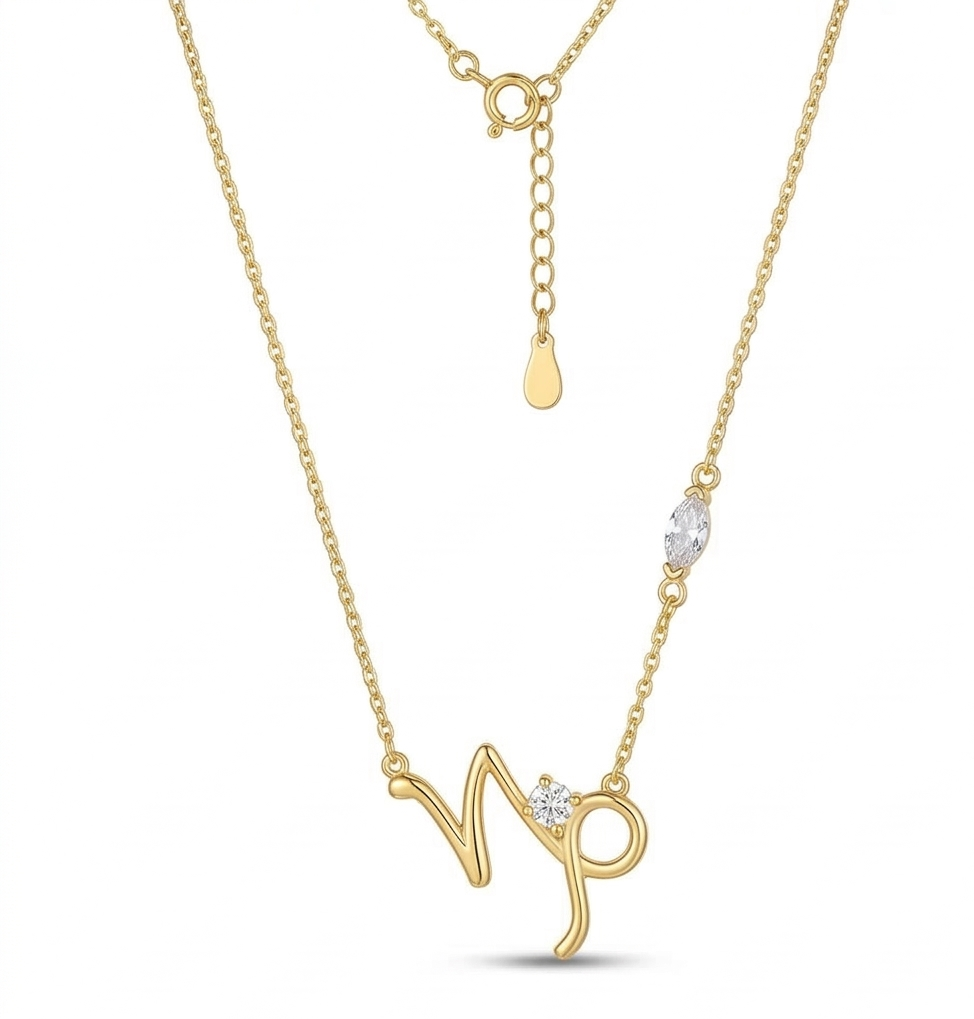 925 Sterling Silver Gold Plated Capricorn Zodiac Pendant Necklace Women's Jewellery