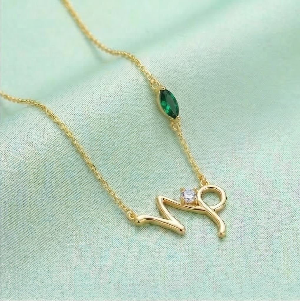 925 Sterling Silver Capricorn Zodiac Sign Pendant Necklace Jewellery with Gold Finish
