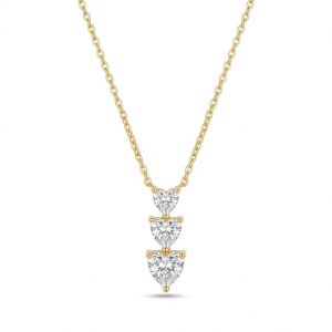 925 Sterling Silver Gold Plated Triple Heart Drop Necklace Jewellery
