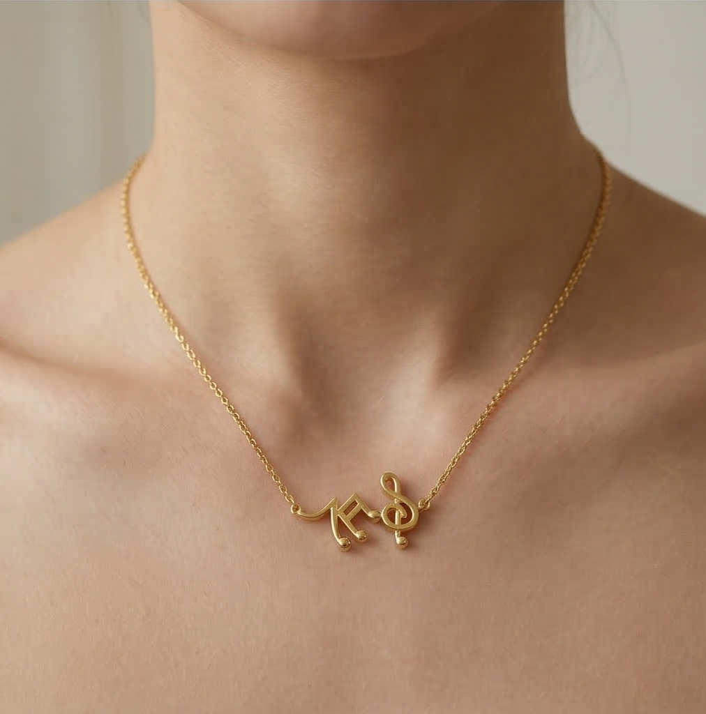 925 Sterling Silver Gold Plated Musical Notes Pendant Necklace Jewellery for Women