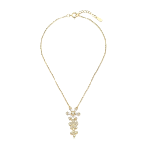 925 Sterling Silver Floral Drop Pendant Necklace for Women, Gold Plated Festive Wear Jewellery