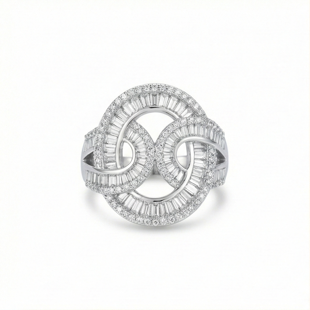 925 Sterling Silver Infinity Knot Statement Ring Dual Tone Jewellery