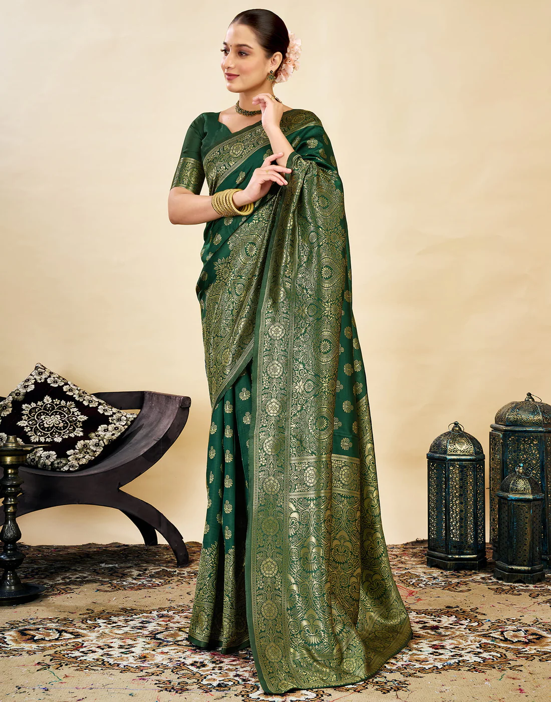 AXONIT Women's Silk Blend Banarasi Jacquard