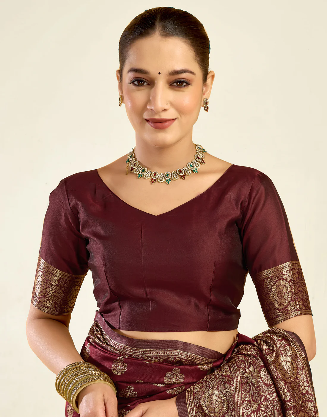 AXONIT Women's Silk Blend Banarasi Jacquard