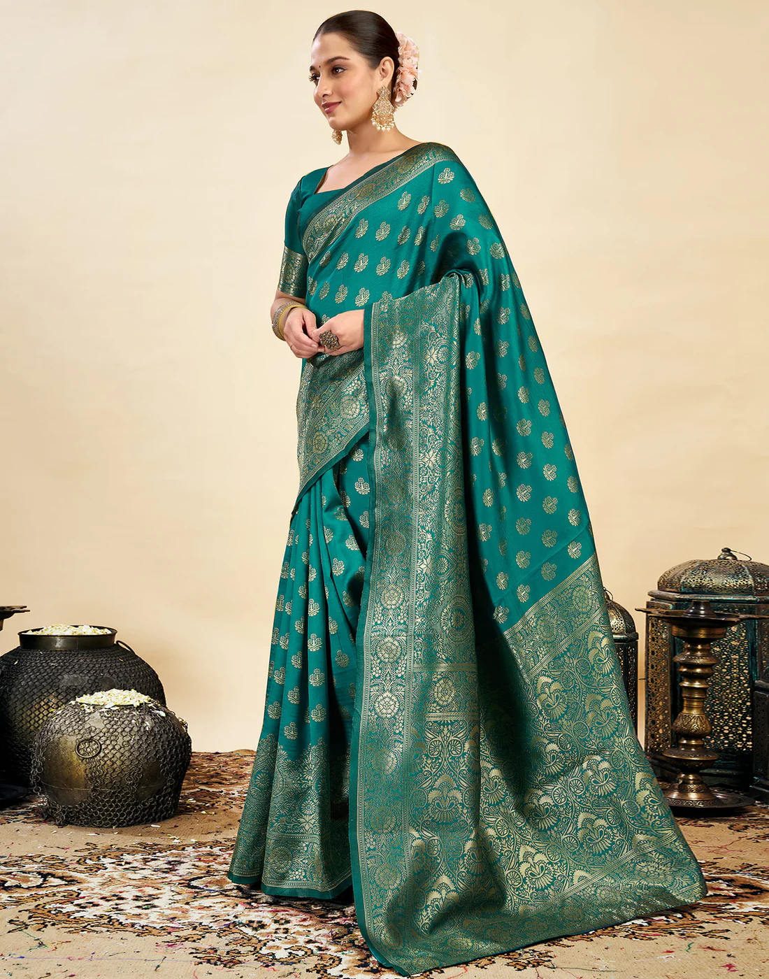 AXONIT Women's Silk Blend Banarasi Jacquard