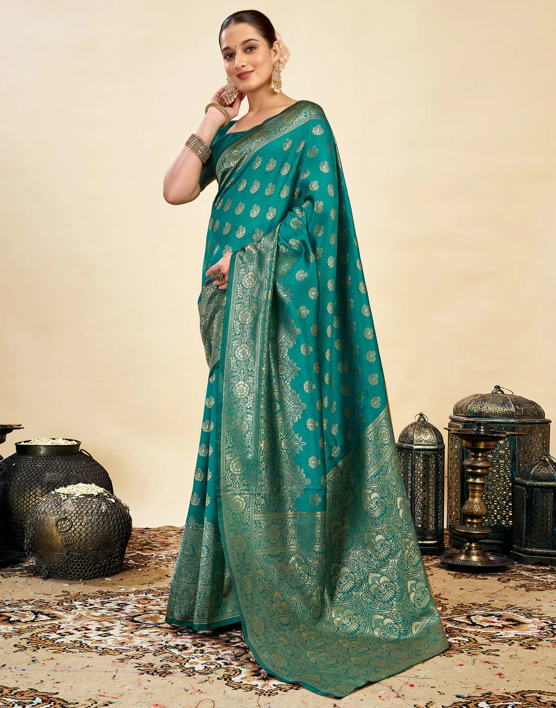 AXONIT Women's Silk Blend Banarasi Jacquard