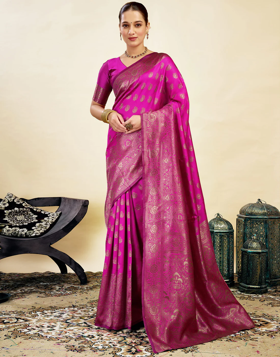 AXONIT Women's Silk Blend Banarasi Jacquard