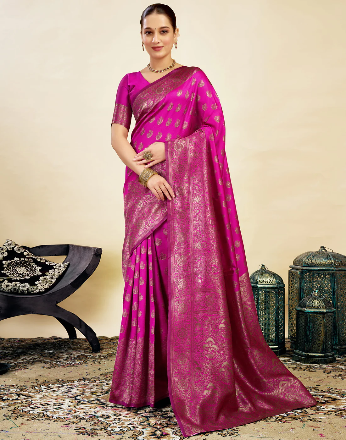 AXONIT Women's Silk Blend Banarasi Jacquard