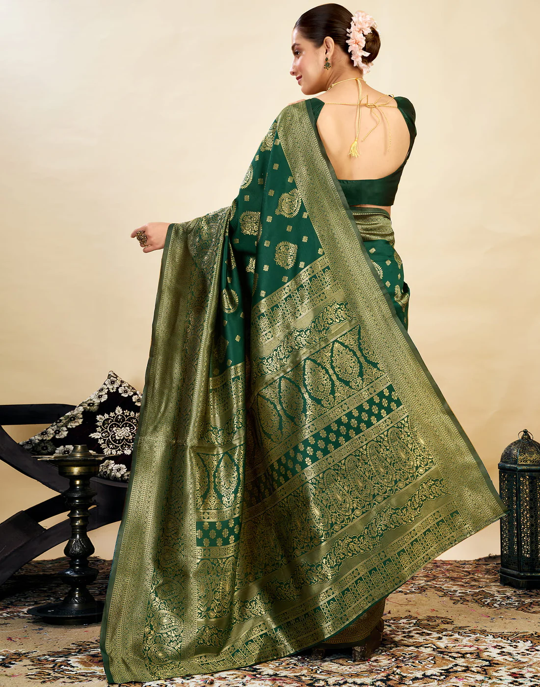 AXONIT Women's Silk Blend Banarasi Jacquard