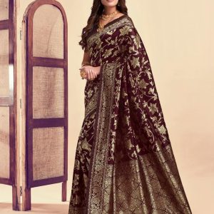 AXONIT Women's Silk Blend Banarasi Jacquard