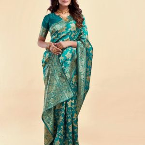 AXONIT Women's Silk Blend Banarasi Jacquard