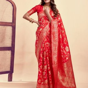AXONIT Women's Silk Blend Banarasi Jacquard