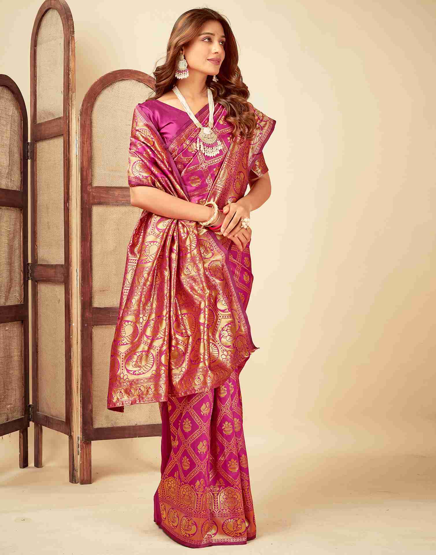 AXONIT Women's Silk Blend Banarasi Jacquard