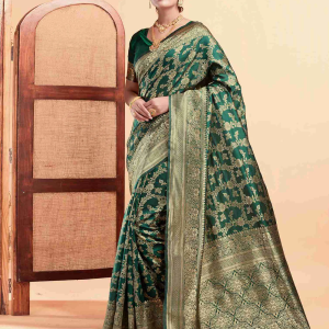 AXONIT Women’s Silk Blend Banarasi Jacquard Floral