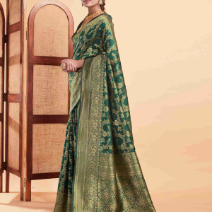 AXONIT Women's Silk Blend Banarasi Jacquard Floral