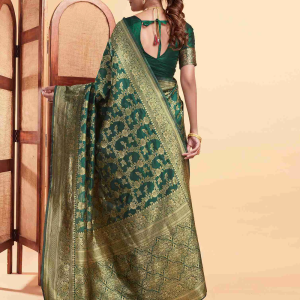 AXONIT Women's Silk Blend Banarasi Jacquard Floral