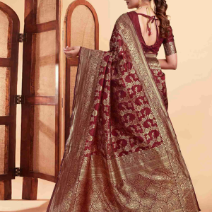 AXONIT Women's Silk Blend Banarasi Jacquard Floral