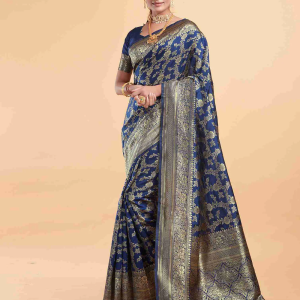AXONIT Women's Silk Blend Banarasi Jacquard Floral