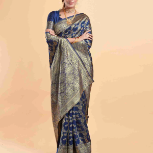 AXONIT Women's Silk Blend Banarasi Jacquard Floral