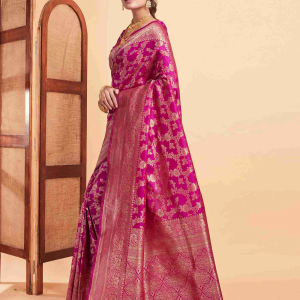 AXONIT Women's Silk Blend Banarasi Jacquard Floral