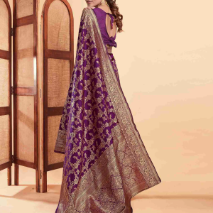 AXONIT Women's Silk Blend Banarasi Jacquard Floral