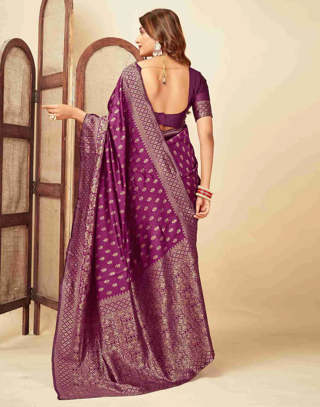 AXONIT Women's Silk Blend Banarasi Jacquard