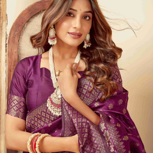 AXONIT Women's Silk Blend Banarasi Jacquard