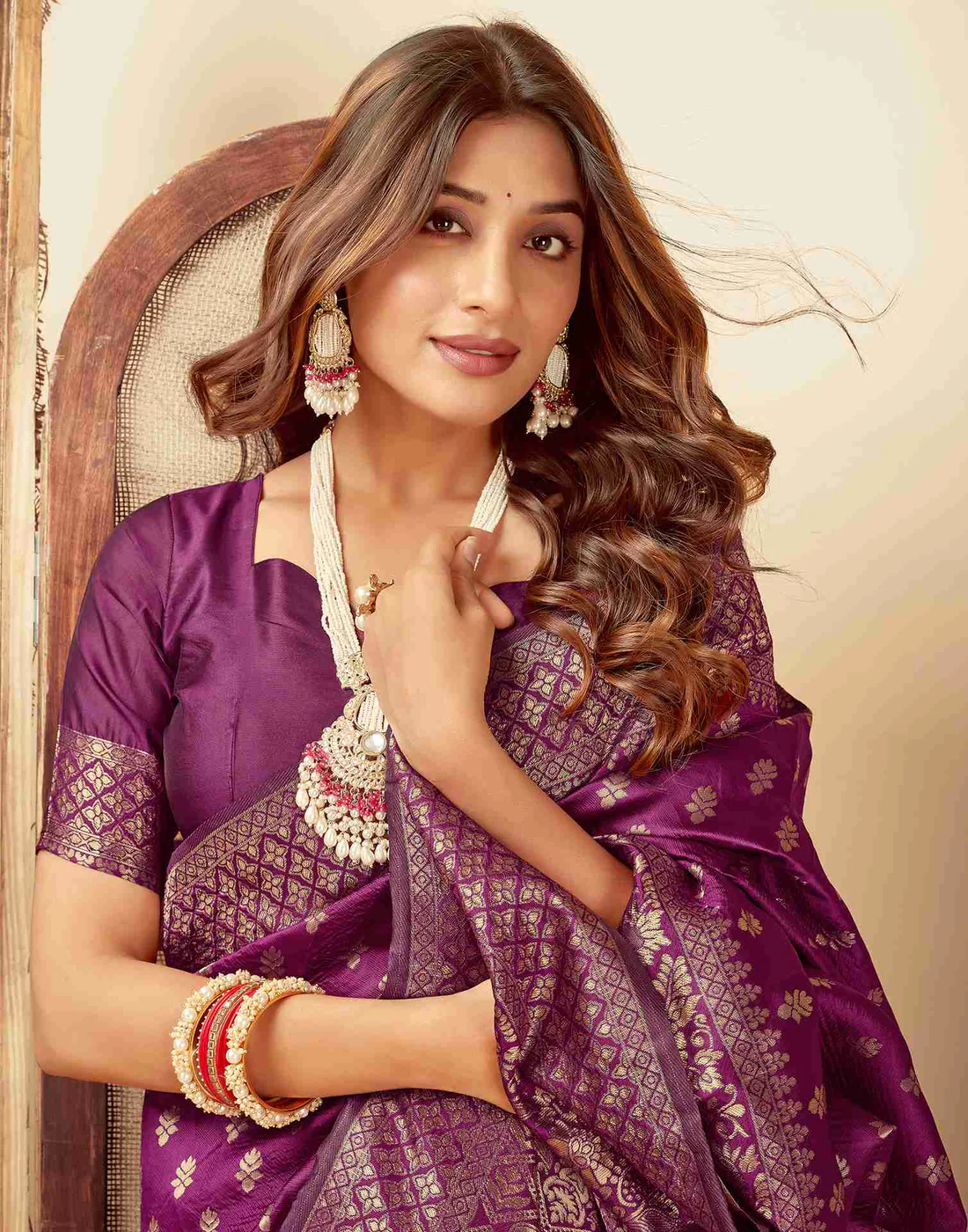 AXONIT Women's Silk Blend Banarasi Jacquard