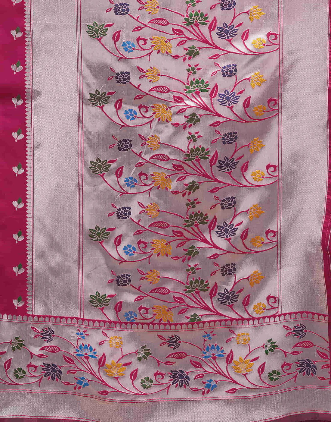 AXONIT Women's Silk Blend Banarasi Jacquard Multicolor Floral