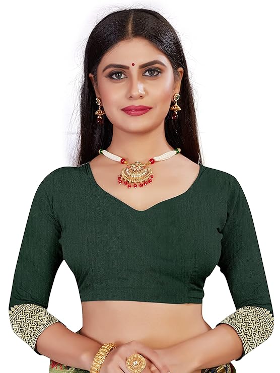 AXONIT Women's Silk Blend Banarasi Jacquard Zari Butta with Brocade Pallu Design Saree with Unstitched Blouse Piece