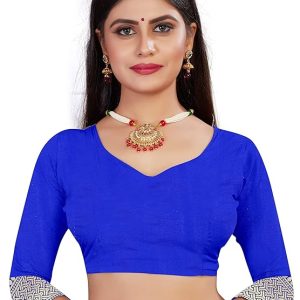 AXONIT Women's Silk Blend Banarasi Jacquard Zari Butta with Brocade Pallu Design Saree with Unstitched Blouse Piece