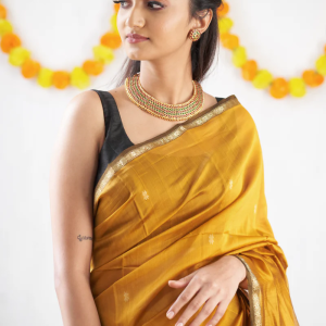 AXONIT Women's Cotton Saree with Zari Motifs & Dual Tone Finish with Unstitched Blouse Piece