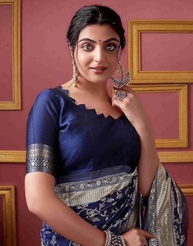 AXONIT Women's Silk Saree with Floral & Paisley Weaving & Traditional Golden Pallu with Unstitched Blouse Piece