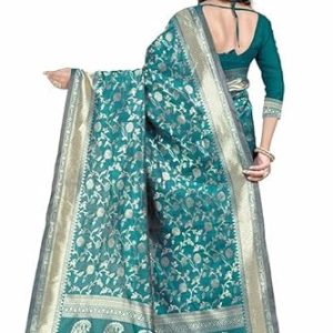 AXONIT Women's Silk Saree with Floral & Paisley Weaving & Traditional Golden Pallu with Unstitched Blouse Piece