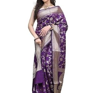 AXONIT Women's Silk Saree with Floral & Paisley Weaving & Traditional Golden Pallu with Unstitched Blouse Piece